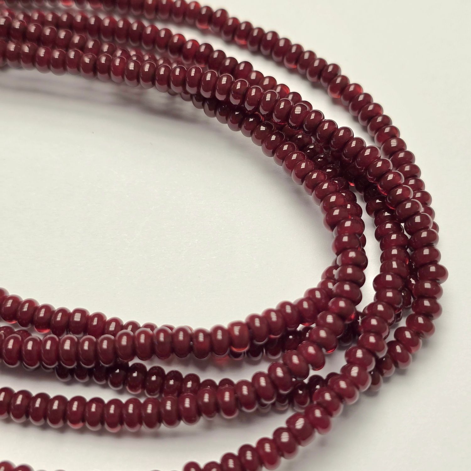 4x3mm Rondelle Spacer Beads: Dark Ruby Jade