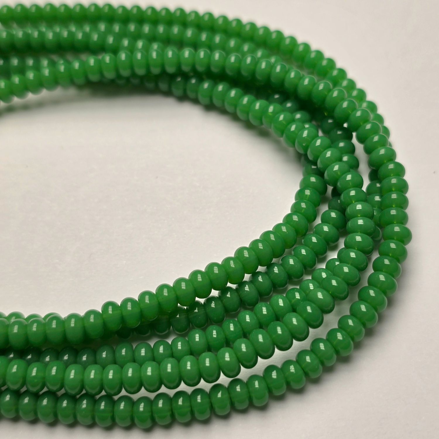 4x3mm Rondelle Spacer Beads: Peridot Green Jade