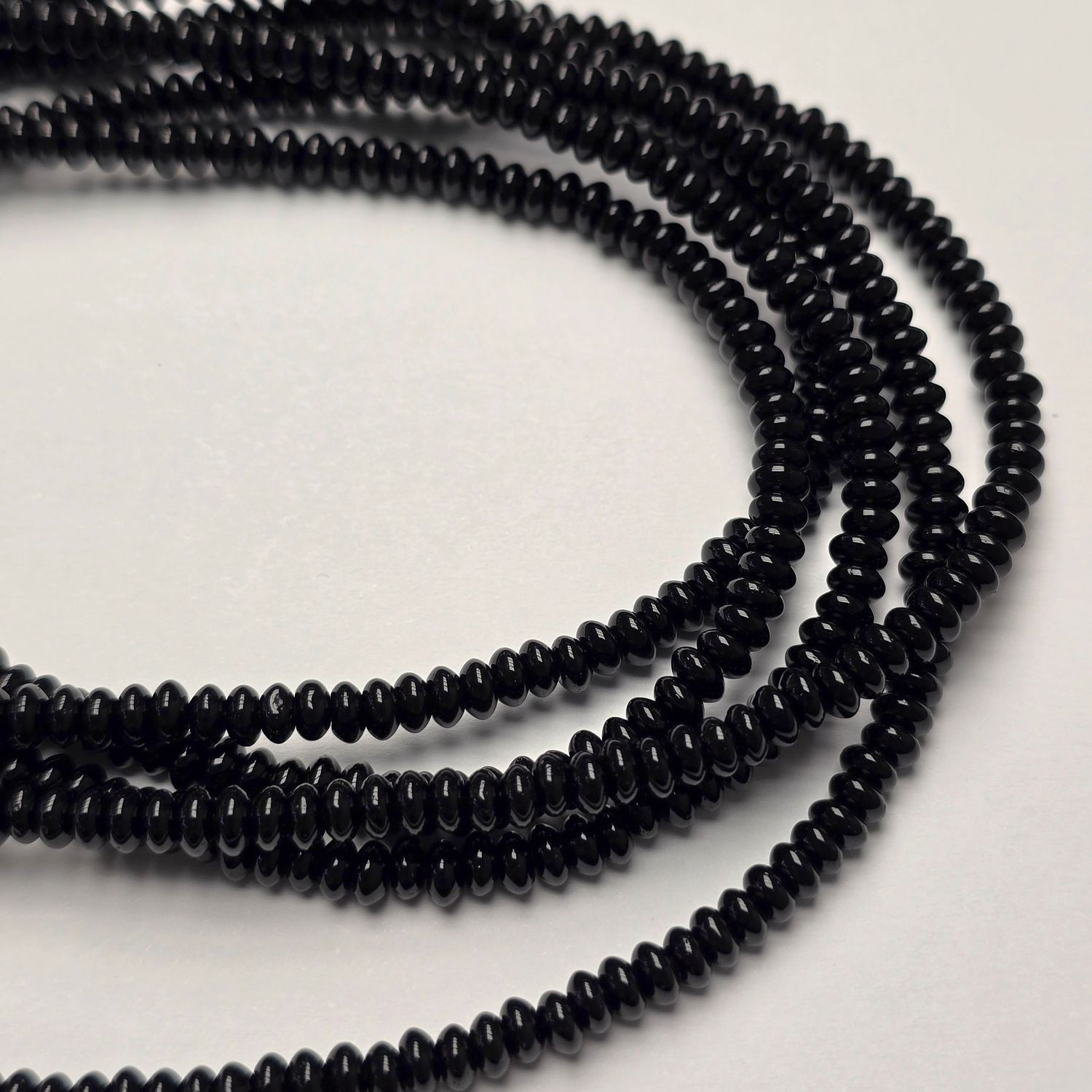 4x3mm Rondelle Spacer Beads: Jet Black