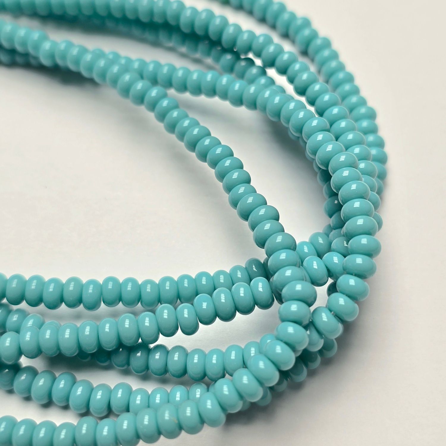 4x3mm Rondelle Spacer Beads: Aqua Sky Jade