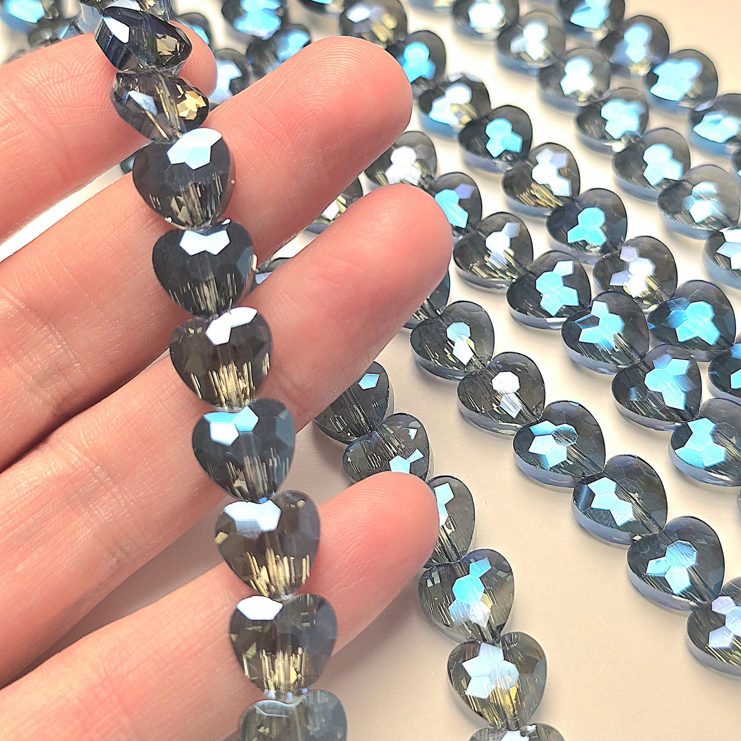 10mm Crystal Heart - Blue Blossom