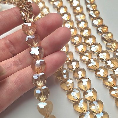 10mm Crystal Heart - Gold Amber