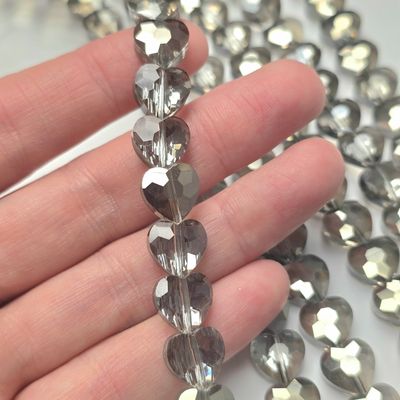 10mm Crystal Heart - Silvery Grey