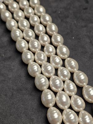 16mmx12mm Oval White Shell Pearls