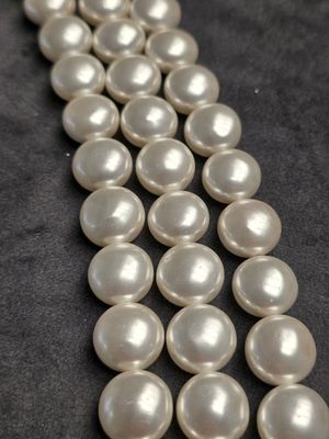 14mm Coin White Shell Pearls