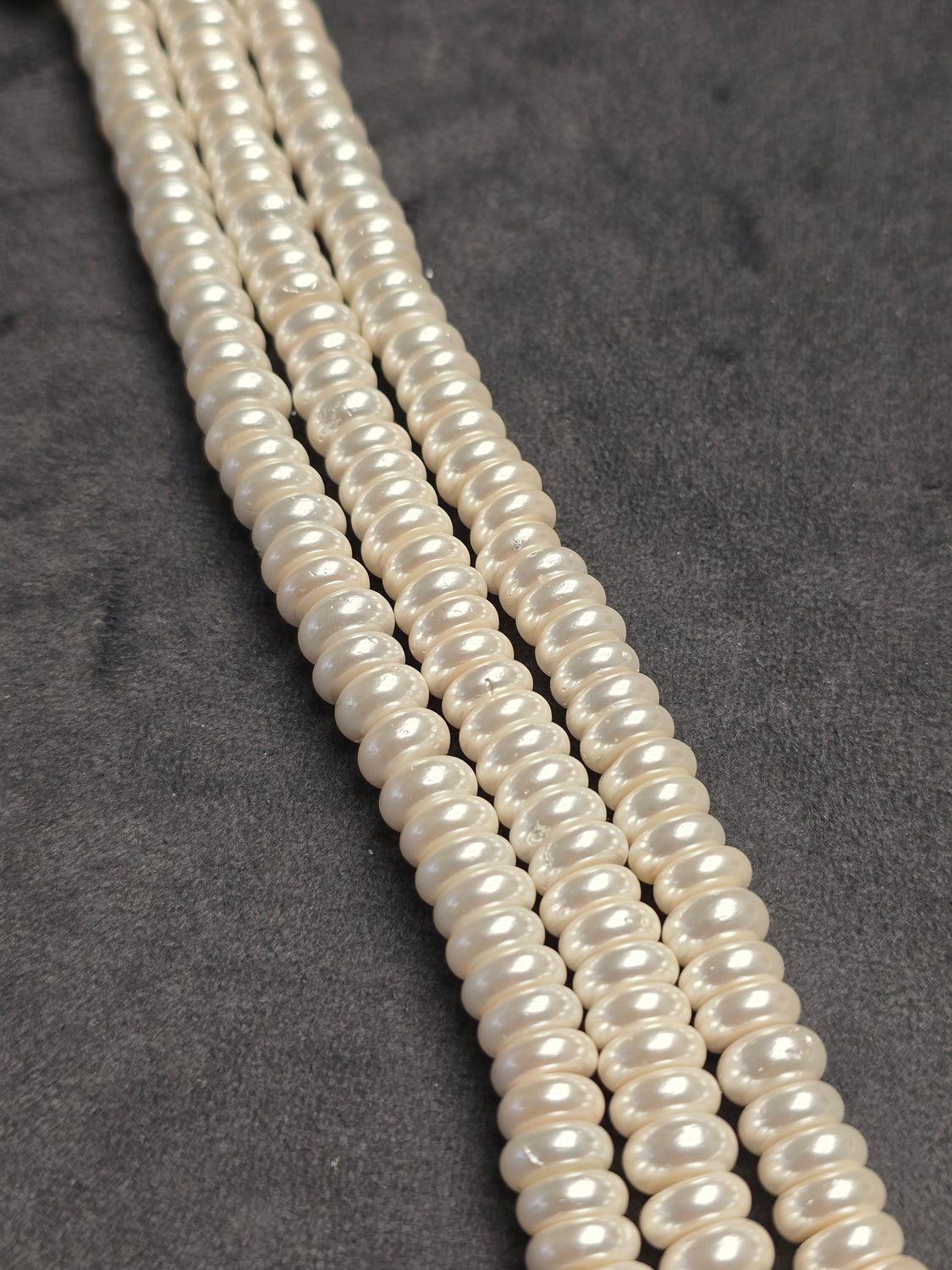8x4mm Rondelle Disc White Shell Pearls
