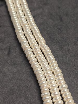 8x4mm Rondelle Disc White Shell Pearls