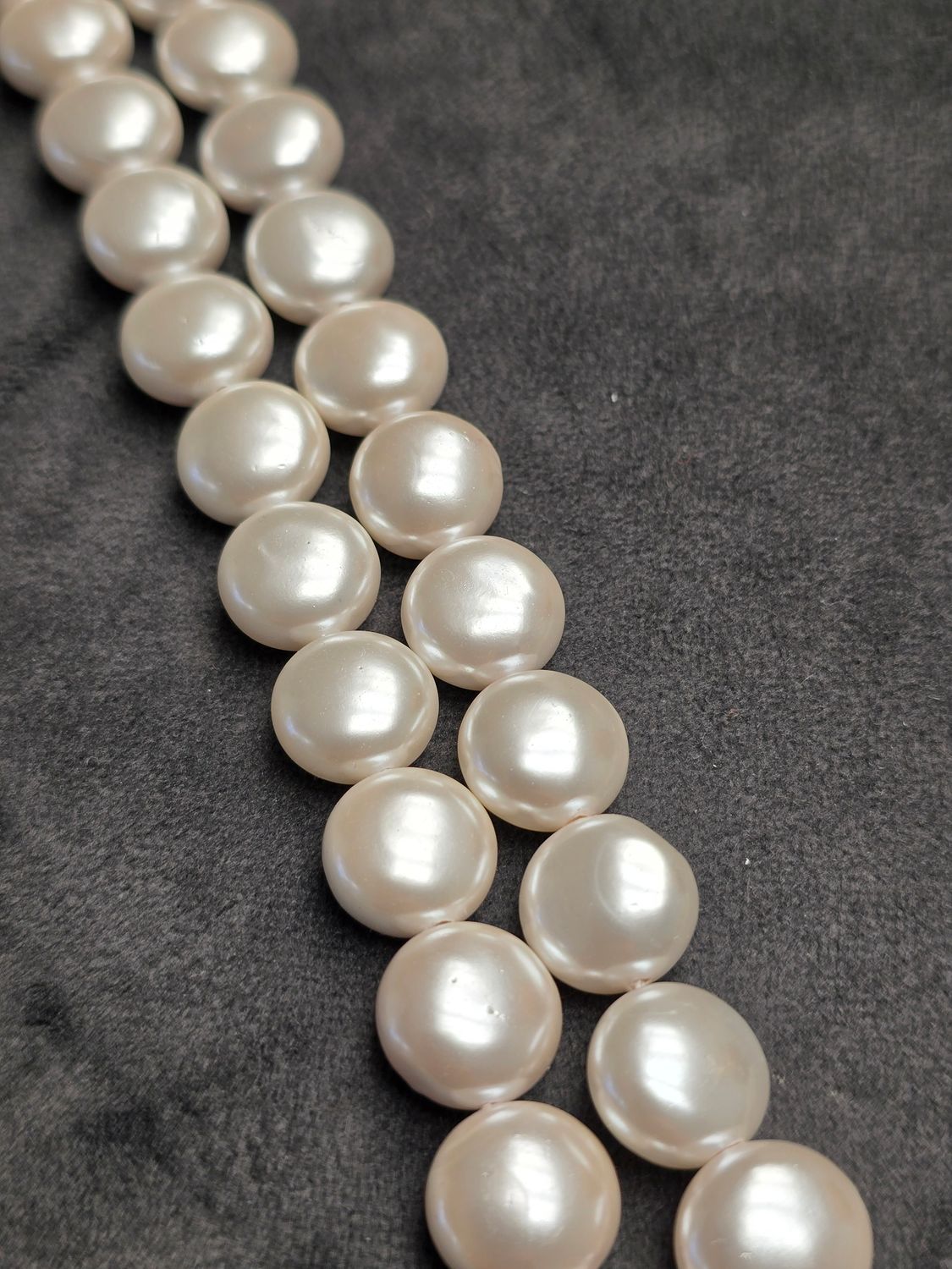 12x8mm Coin White Shell Pearls