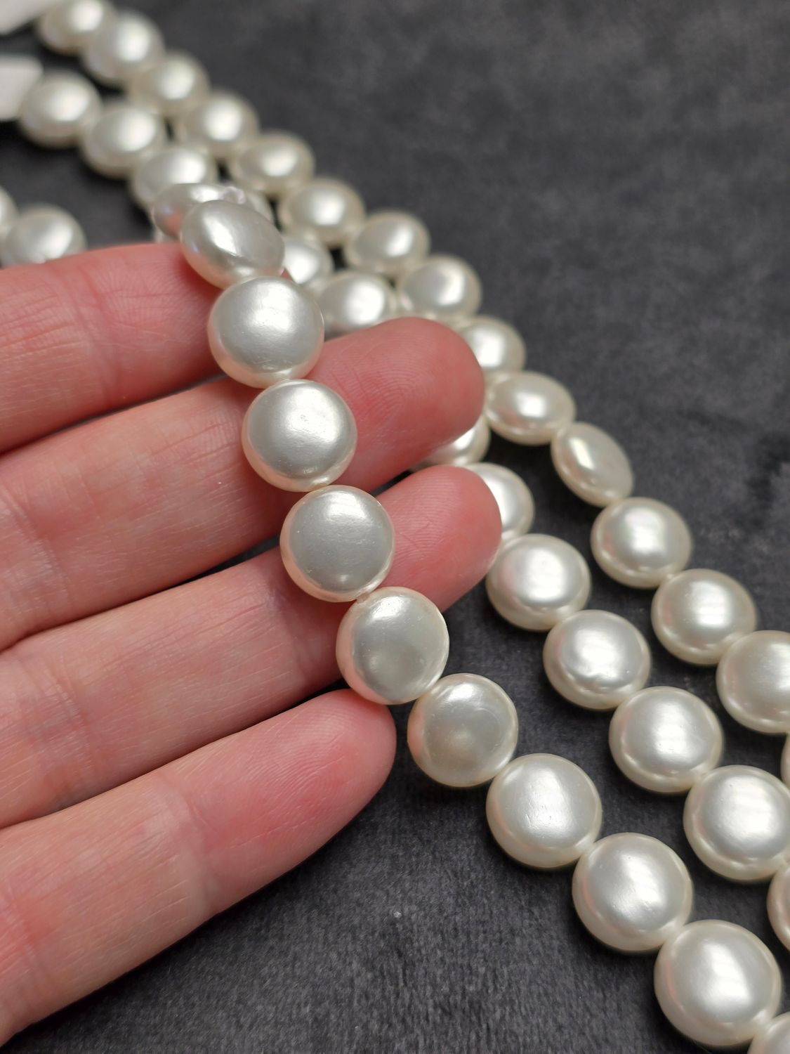 10mm Coin White Shell Pearls