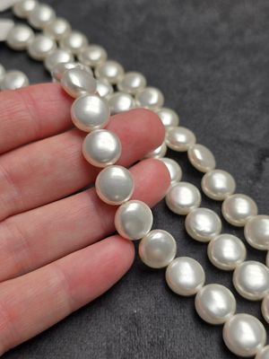 10mm Coin White Shell Pearls