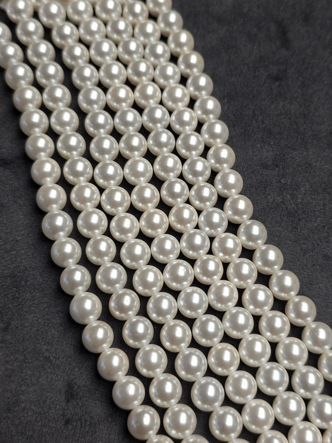8mm Round White Shell Pearls
