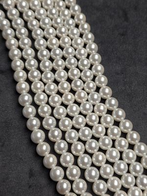8mm Round White Shell Pearls