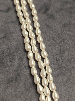 7x5mm Tear Drop White Shell Pearls *top to bottom drilled*