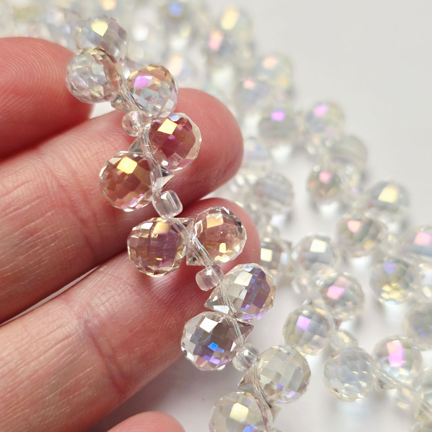 8x6mm Faceted Teardrop Crystals: Crystal AB