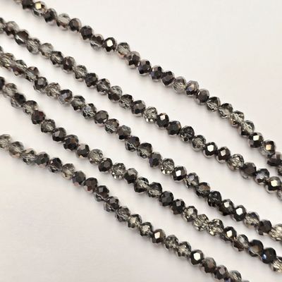 6mm Rondelle: Half Hematite/Black Crystal Strand
