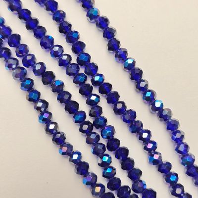 6mm Rondelle: Dark Sapphire Blue AB Crystal Strand