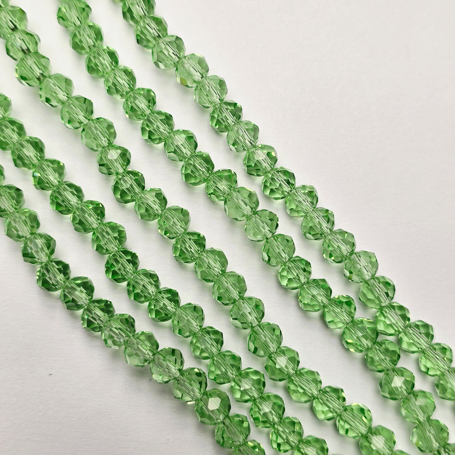 6mm Rondelle: Light Green Crystal Strand