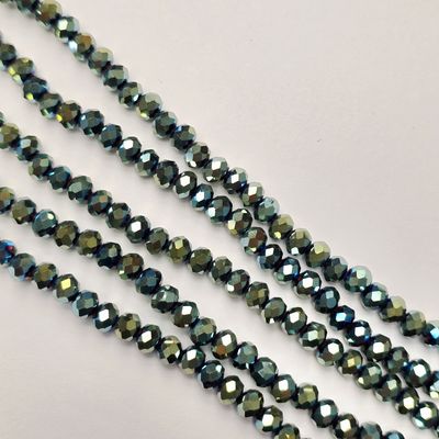 6mm Rondelle: Metallic Light Green/Blue Crystal Strand