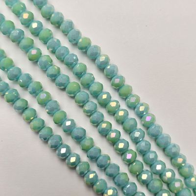 6mm Rondelle: Seafoam Blue Gold Luster Crystal Strand