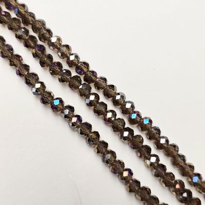 6mm Rondelle Black: Diamond Crystal AB Strand