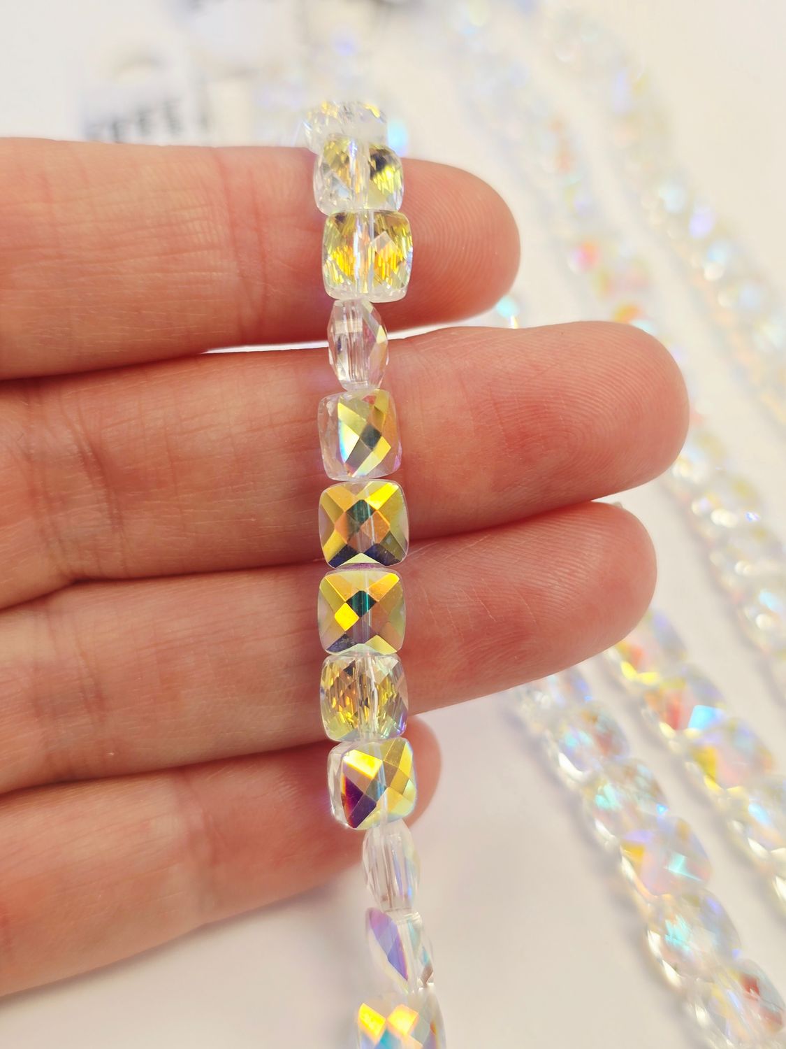 Square 6mm Super AB Crystal Beads