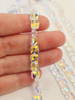 Square 6mm Super AB Crystal Beads