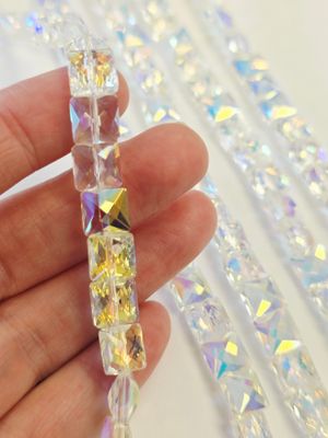 Square 8mm Super AB Crystal Beads