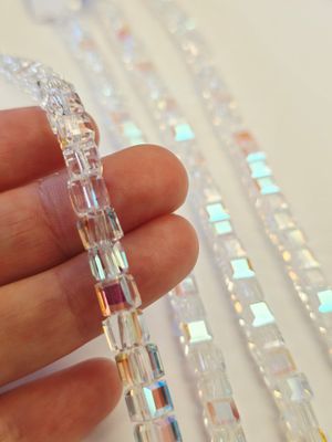 Cube 6mm Super AB Crystal Beads