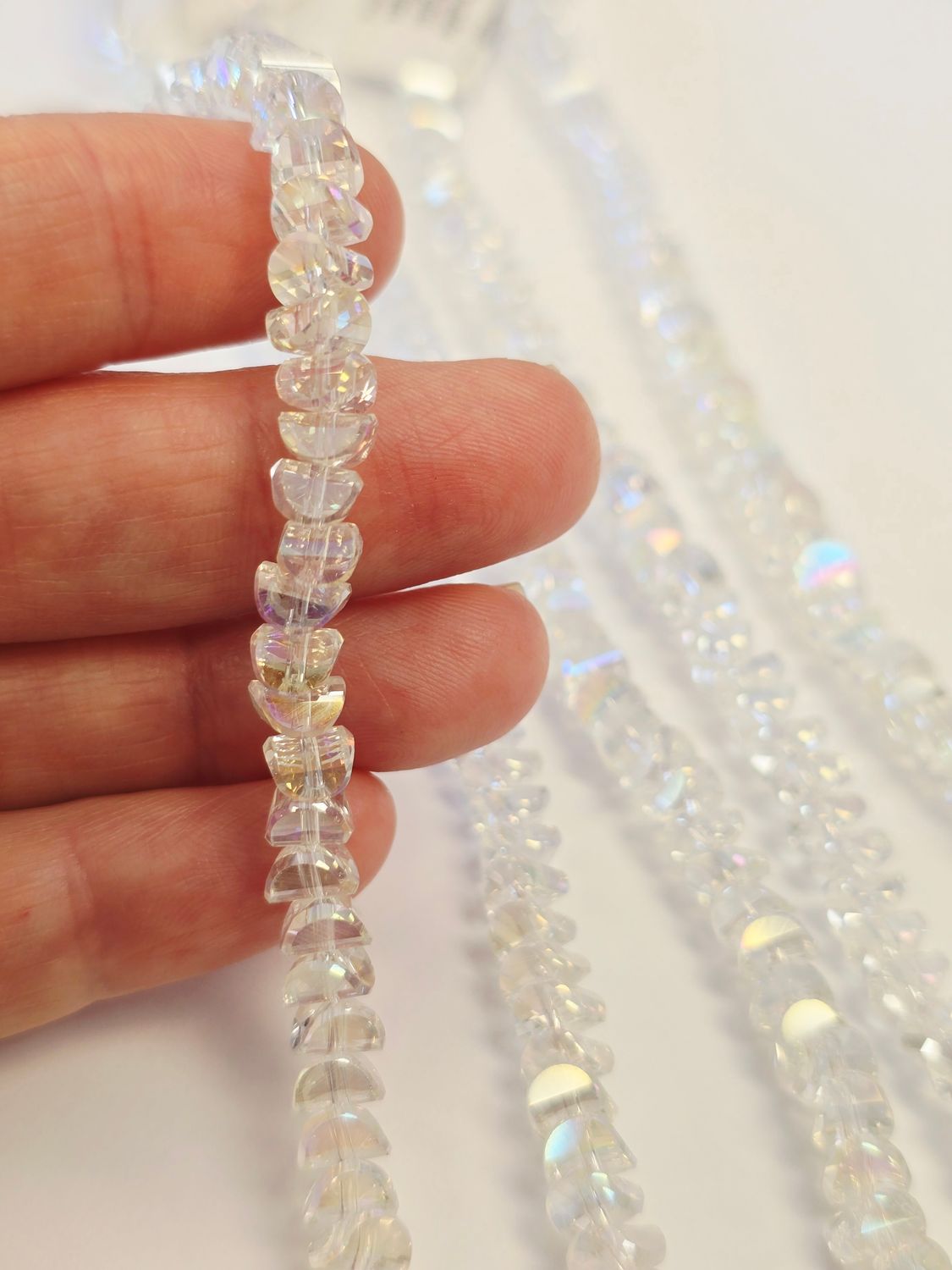 Crescent 6mm Super AB Crystal Beads