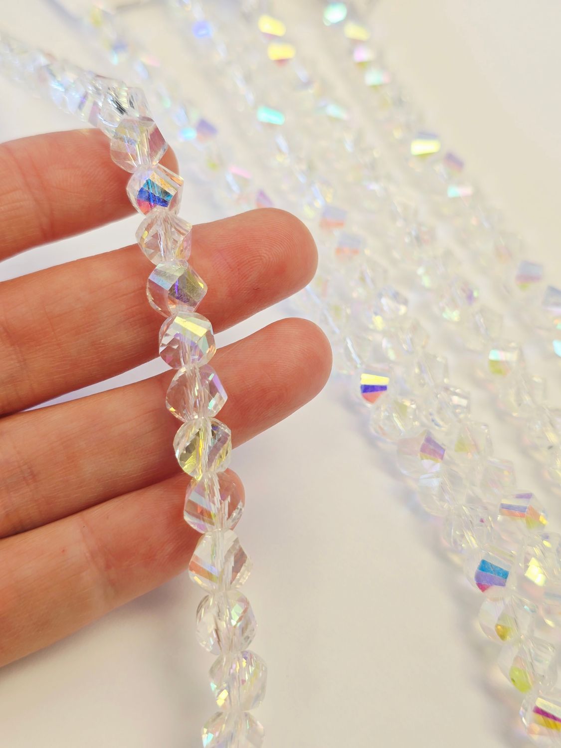 Round Twisted 8mm Super AB Crystal Beads