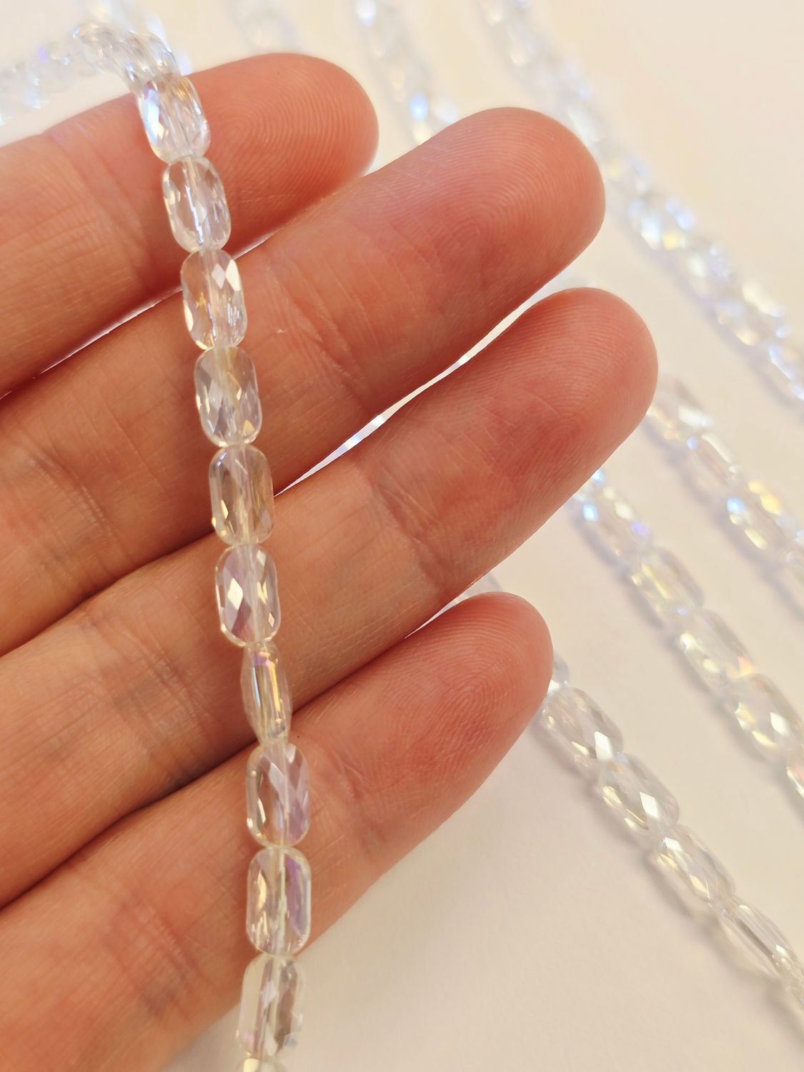Flat Rectangle 7x4mm Super AB Crystal Beads