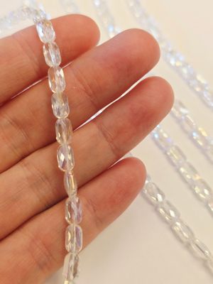 Flat Rectangle 7x4mm Super AB Crystal Beads