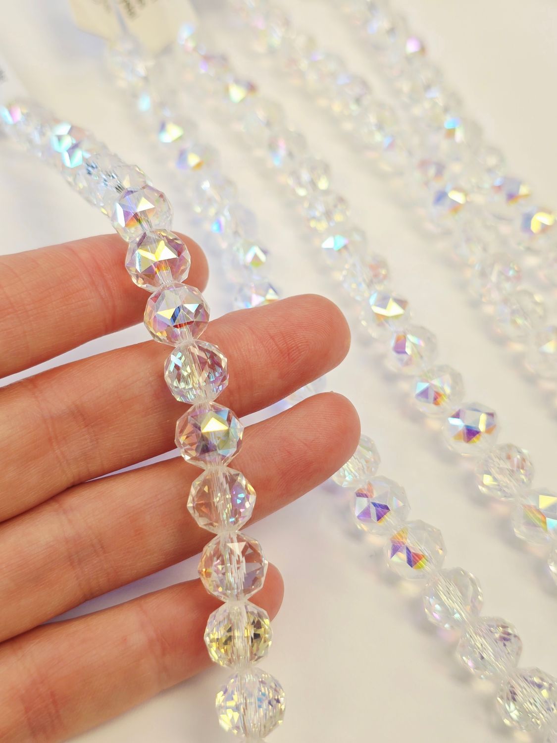 Round Star Cut 10mm Super AB Crystal Beads