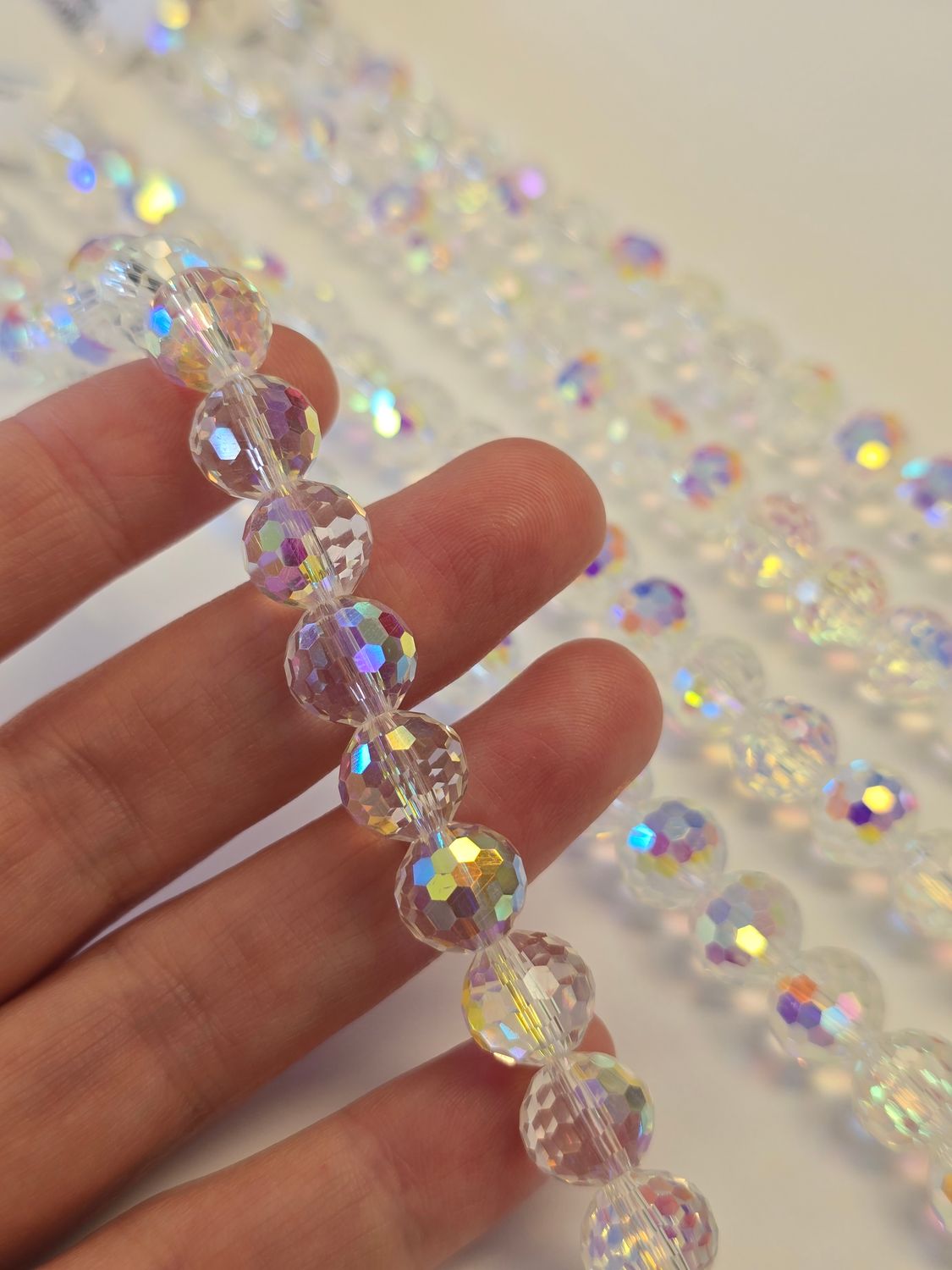 Round Disco Cut 10mm Super AB Crystal Beads