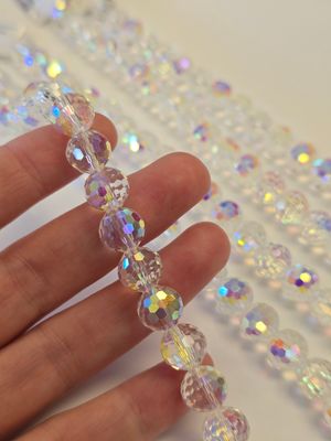Round Disco Cut 10mm Super AB Crystal Beads