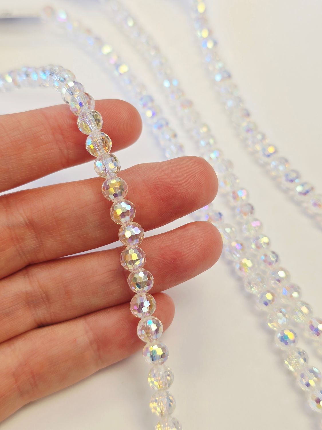 Round Disco Cut 6mm Super AB Crystal Beads