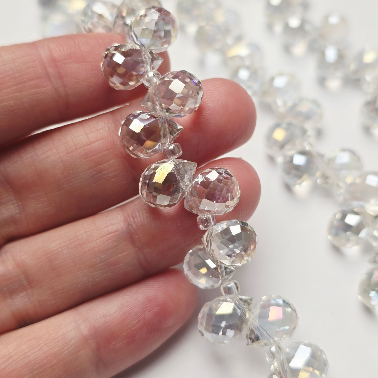10x8mm Faceted Teardrop Crystals: Crystal AB