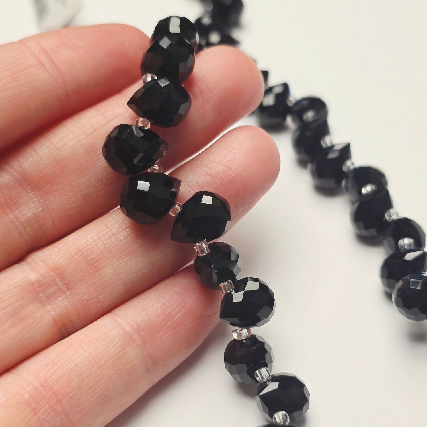 10x8mm Faceted Teardrop Crystals: Jet Black