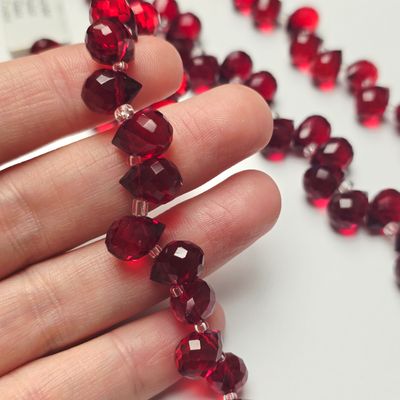 10x8mm Faceted Teardrop Crystals: Siam Red