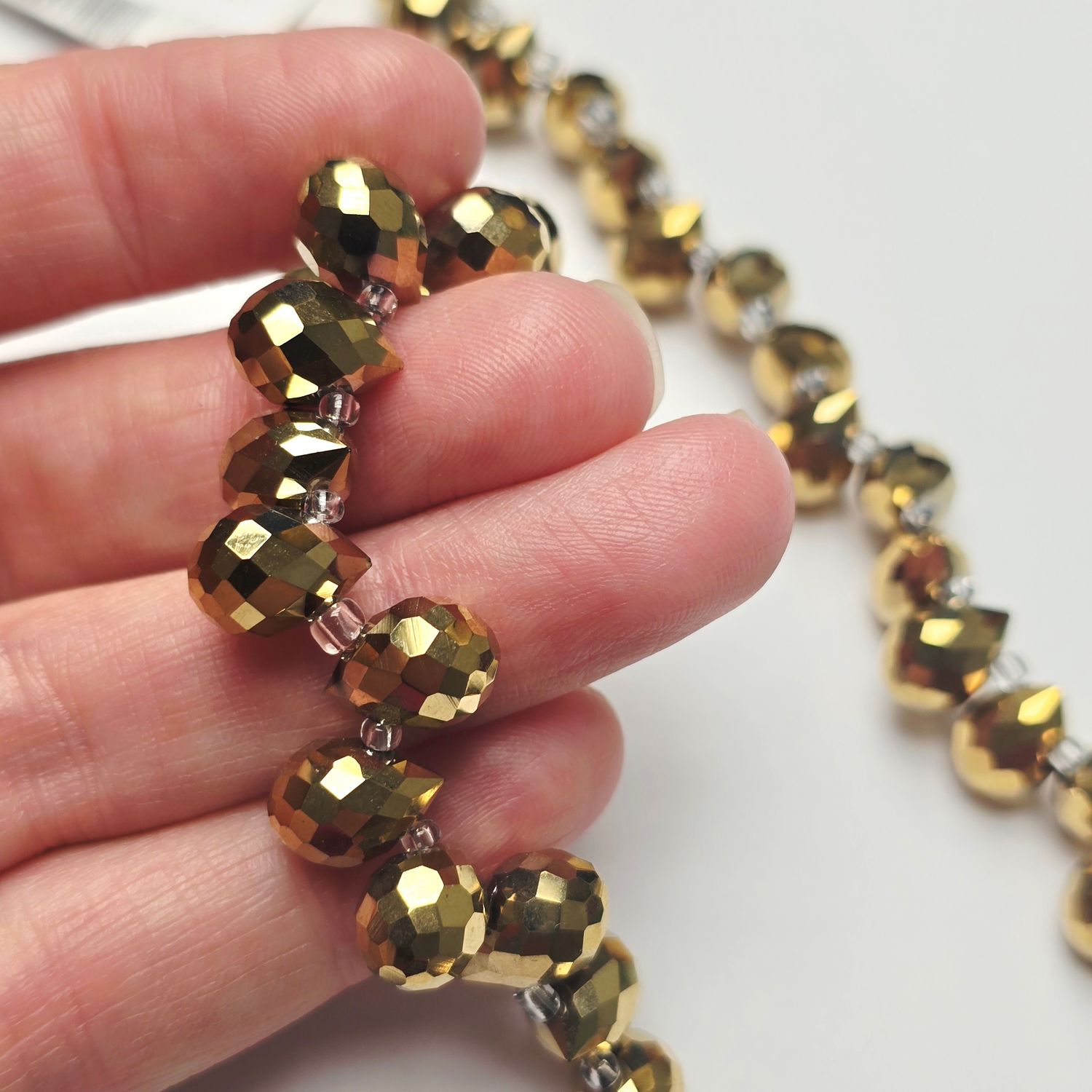 10x8mm Faceted Teardrop Crystals: Gold