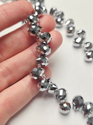 10x8mm Faceted Teardrop Crystals: Silver