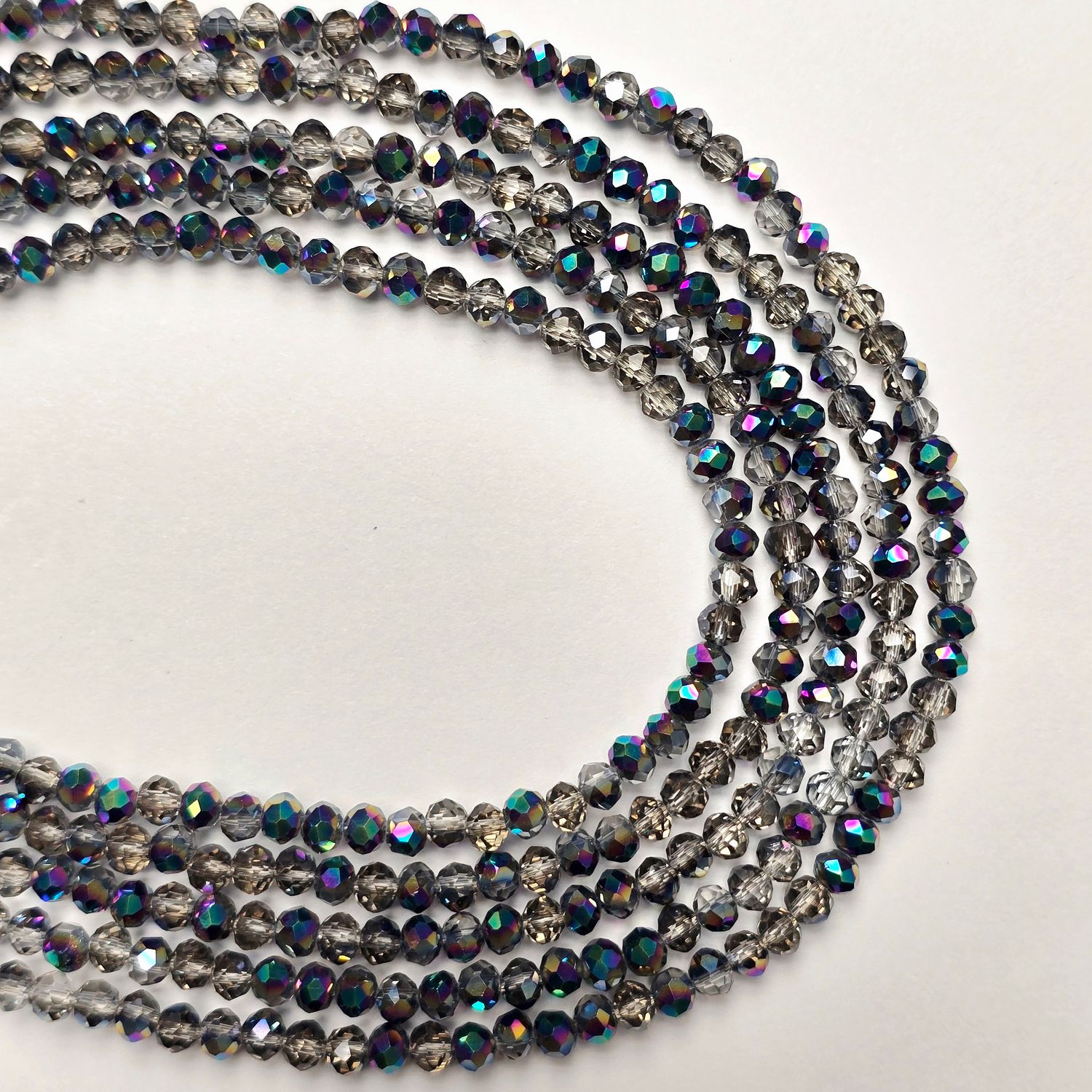 4mm Rondelle: Black Diamond Rainbow