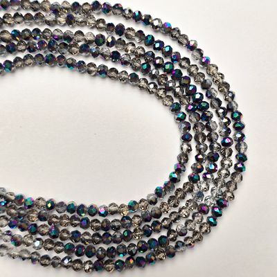 4mm Rondelle: Black Diamond Rainbow