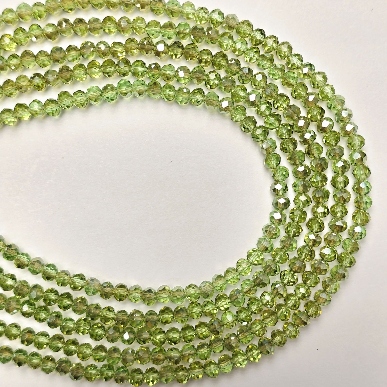 4mm Rondelle: Light Olivine Luster