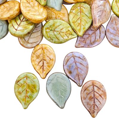 13x18mm Czech Leaf Beads: Leaf Mix (20 beads)