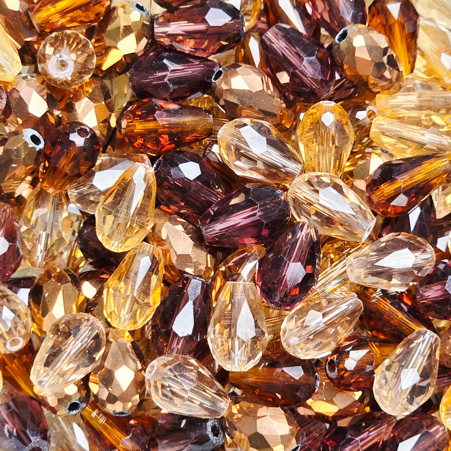 10x8mm Drop Crystals Top/botton Drilled: Fall Mix