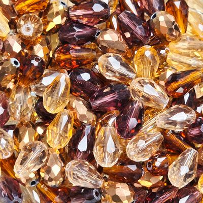 10x8mm Drop Crystals Top/botton Drilled: Fall Mix