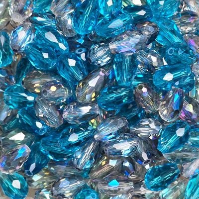 10x8mm Drop Crystals Top/botton Drilled: Blue Mix