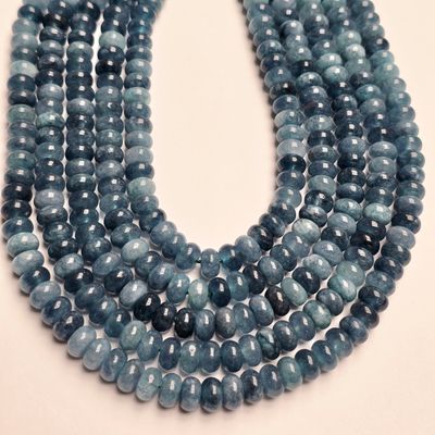 8x5mm Blue Angelite Jade Rondelle Strand