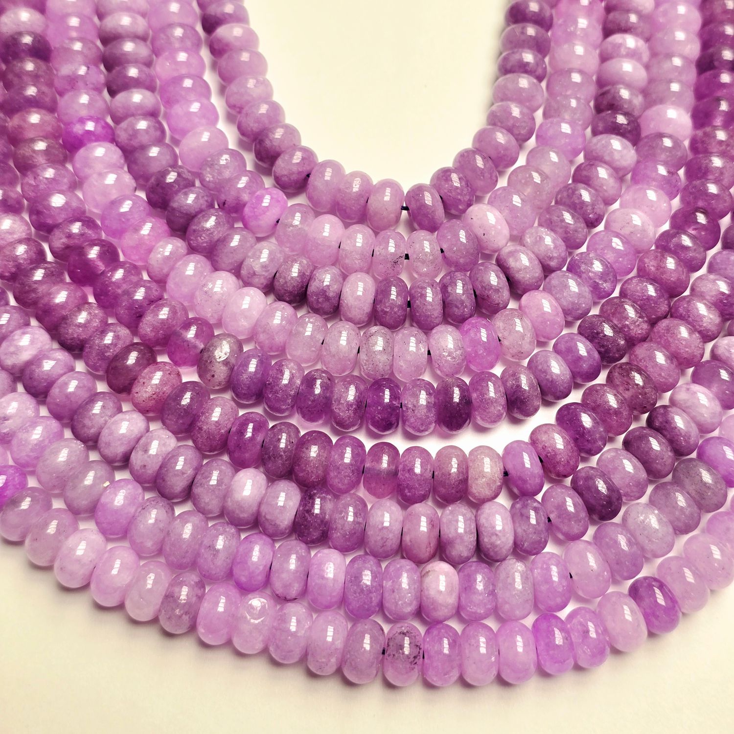 8x5mm Lavender Amethyst Jade Rondelle Strand